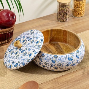 Boîte de rangement en bois émaillé poli, durable, isolée, antiadhésive, avec couvercle, design minimaliste écologique, faite à la main, 22 cm - Product Image 4