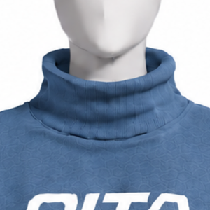 Sudadera Oversize Azul Denim para Mujer con Cuello Simulado y Mangas con Perlas, Estilo Holgado Casual Urbano de Manga Larga para Invierno - Product Image 3