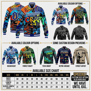 Chaqueta Varsity Personalizada con Gráficos de Graffiti, Chaqueta Bomber con Nombre y Número del Equipo Personalizados, Chaqueta Urbana de Moda - Product Image 6