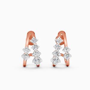 Boucles d'oreilles Bold avec diamant de laboratoire de 0,79 ct, éclat angulaire, en or jaune, blanc et rose 9 carats - Product Image 1