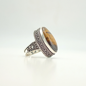 Tiger’s Eye Gemstone <b>Ring</b> Natural Brown Stone <b>Ring</b> Sterling Silver Jewelry Boho <b>Statement</b> <b>Ring</b> Gift for Her Him - Product Image 3