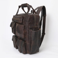 Mochila de cuero para hombre y mujer, para viaje, escuela, oficina, uso diario, informal, al aire libre, gran capacidad, impermeable, con cremallera para portátil, desmontable