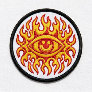 Parches termoadhesivos y para coser personalizados al por mayor, con diseño de murciélago negro con ojos rojos, circulares, de sarga negra, bordados a máquina, para ropa, a granel - Product Image 6