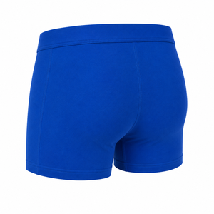 Calzoncillos bóxer de cintura media para hombre, de algodón tejido transpirable, color azul liso, para uso diario de adultos - Product Image 5