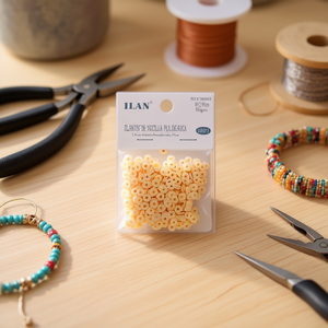 Cuentas planas de arcilla polimérica Ilan de 6x1 mm, color beige, para la fabricación de joyas - Product Image 2