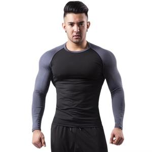 T-shirt de compression à manches longues bicolore pour homme avec logo personnalisé, séchage rapide, idéal pour le surf et l'entraînement - Product Image 4