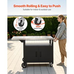 Chariot de barbecue extérieur avec armoire de rangement, étagère supérieure en acier inoxydable de 48,9 pouces, îlot de cuisine étanche - Product Image 6