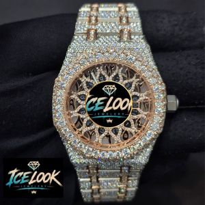นาฬิกาข้อมือกลไก Ice Look ขนาด 40 มม. กระจกแซฟไฟร์ ขอบตัวเรือนสีโรสโกลด์ สายสแตนเลสสตีล หน้าปัดแสดงวันที่อัตโนมัติ เครื่องประดับสำหรับออกงาน - Product Image 5