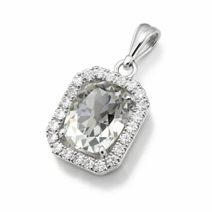 Pendentif unisexe minimaliste Rhaya Jewels en argent sterling 925 plaqué rhodium avec améthyste verte taille ovale 3,6g sertie griffe solitaire - Product Image 2