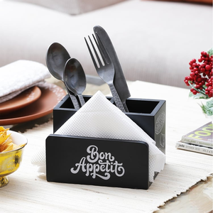 Porte-couverts en bois imprimé multifonctionnel, best-seller, pour table à manger, comptoir de cuisine et utilisation en restaurant - Product Image 1