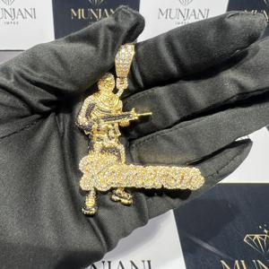 Luxury Customized <b>Name</b> Man IGI Certified Lab Created VVS Diamond 925 Sterling Silver Gold Plated Hip Hop Pendant for Men Party - Product Image 5