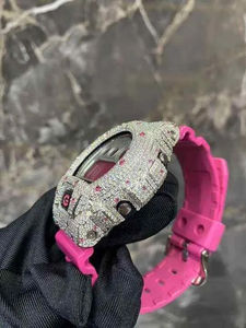 Reloj de Pulsera Personalizado Iced Shock para Hombre, Estilo Hip Hop, Cronógrafo Digital, Bisel con Diamantes Simulados, Acero Inoxidable de Lujo, 20 mm - Product Image 6