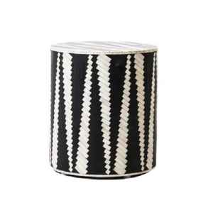 Tabouret d'appoint moderne en MDF de qualité supérieure avec incrustation en résine, résistant à l'eau, meubles écologiques pour le salon, décoration de la maison - Product Image 4