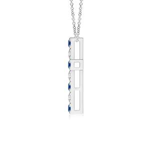 Pendentif croix en or 14 carats serti de saphirs bleus de 2 mm (0,27 carats) et de diamants de 0,18 carat, certifié IGI, fait main, pour Noël - Product Image 3