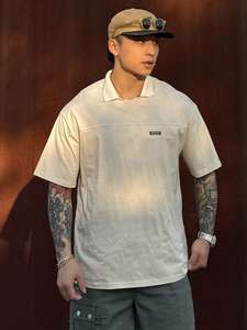 เสื้อโปโลสีเบจเรียบง่ายสำหรับผู้ชายสำหรับฤดูร้อน - Product Image 5