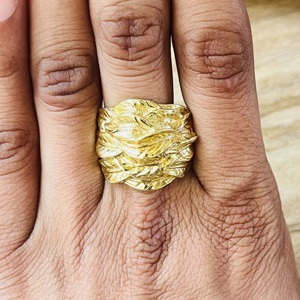 Fashionable Brass <b>Rings</b> Boho Leaf Band <b>Ring</b> For Women 18k Gold Plated Nature Floral Statement Jewelry <b>Chunky</b> <b>Ring</b> For Wholesale - Product Image 6