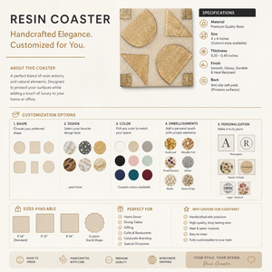 Ensemble de sous-verres carrés en bois et résine faits à la main, design moderne, réutilisables, pour la maison, le bureau, la salle à manger - Product Image 3