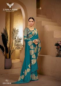 Soie Banarasi très tendance avec une magnifique bordure et un pallu à motifs de <span class=keywords><strong>roses</strong></span>, pour les mariages, au prix de gros. - Product Image 4