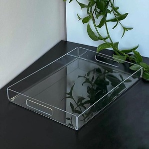 Bandeja Ovalada de Acrílico Transparente con Asas de ILAHI, Ligera, Artística, Estilo Folclórico, Organizador Decorativo para Pascua y Decoración del Hogar - Product Image 5
