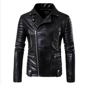 Chaqueta de Cuero Genuino para Hombre, Corte Ajustado, Chaqueta de Motociclista de Piel de Oveja de Alta Calidad, Abrigo de Invierno a Prueba de Viento - Product Image 1
