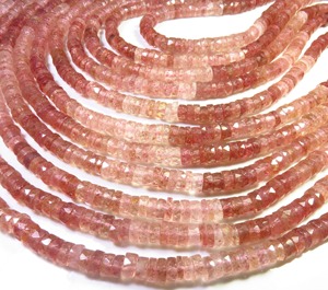 Cuentas de Cuarzo Fresa Natural de Alta Calidad, Forma Heishi, 16 Pulgadas, 6.5mm, Disco Plano Facetado, DIY, Sudáfrica - Product Image 3