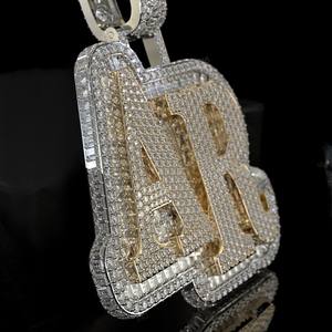 Joyería Fina Personalizada, Plata 925, Estilo Hip Hop, Letra con Incrustaciones de Diamantes, Nombre Personalizado, Inicial, Colgante con Mosaico de Diamantes Moissanite - Product Image 3