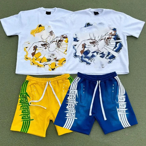 ชุดเสื้อยืดและกางเกงขาสั้นผ้าฝ้ายทรงโอเวอร์ไซส์สำหรับผู้ชาย - สกรีนสีตามสั่ง คุณภาพสูง - Product Image 6