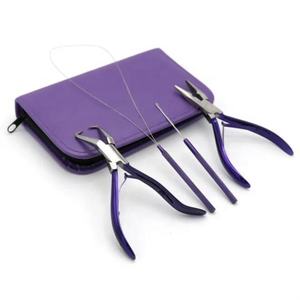 Professional Keratin Hair Extension <b>Pliers</b> <b>Set</b> Beautiful Leather Pouch Best Quality Pricking Tool Kit with Needles ANAAIF - Product Image 5