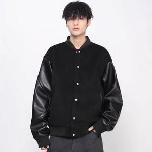 Vestes de baseball vintage brodées pour hommes, col montant, grande taille, saison hivernale, 100% laine, coupe-vent - Product Image 1