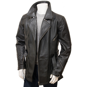 Blouson de moto en cuir PU pour homme, style streetwear, col montant, coupe classique, hiver, écologique, respirant, antibactérien - Product Image 1