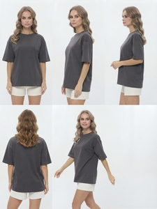 T-shirts personnalisés en coton et polyester pour femmes, coupe ample, manches courtes, décontractés, de haute qualité, col rond - Product Image 6