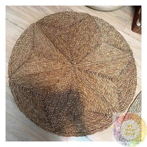 Tapis de sol rond en bambou tressé, fibre naturelle, écologique, fait main, décoration intérieure, tapis pour intérieur bohème rustique, vente en gros - Product Image 6