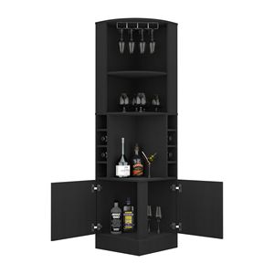 Mobile Bar Jamesport con 4 Bottiglie e 2 Ripiani, Colore Nero Wengue - Product Image 3