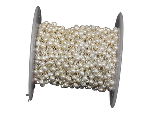 Cadena de Rosario de Perlas Blancas de 3 mm, Cadena de Perlas Enrollada en Alambre Plateado para Hacer Joyas, Pulseras, Collares, Manualidades - Product Image 1
