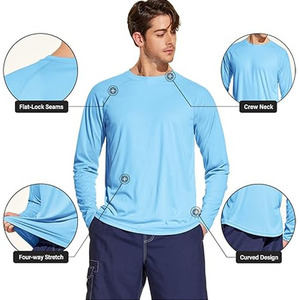 T-shirts à manches longues respirants personnalisés avec logo, protection solaire, pour sportifs, vente en gros pour acheteurs en vrac - Product Image 6