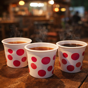 Heat Resistant Polka Dot Custom Printing 150 ml <b>Plastic</b> PP Polypropylene <b>Cup</b> made in Indonesia - Product Image 3