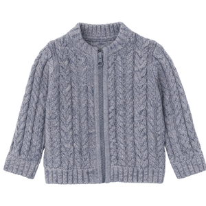 Cardigan en tricot torsadé bleu indigo pour bébé, doux et chaud, à manches longues, boutonné devant, pour nouveau-né, nourrisson et tout-petit - Product Image 1