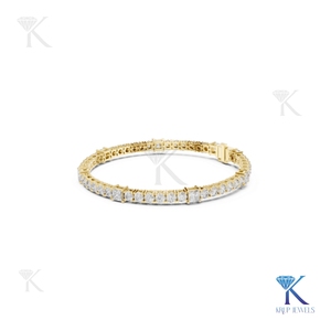 3.00 MM Round and 3.50 MM Princess Cut Diamond Tennis <b>Bracelet</b> 14K 18K <b>Solid</b> Gold Fine Women Luxury Jewelry Manufacturer - Product Image 4