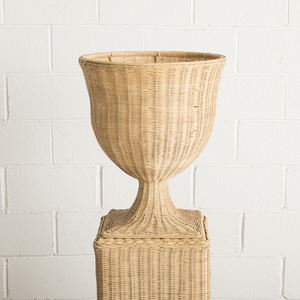 Natural Rattan Pedestal <b>Plant</b> <b>Stand</b> Woven Wicker Planter Holder <b>Tall</b> Decorative <b>Stand</b> For Indoor <b>Plants</b> Home Living Room Decor - Product Image 3