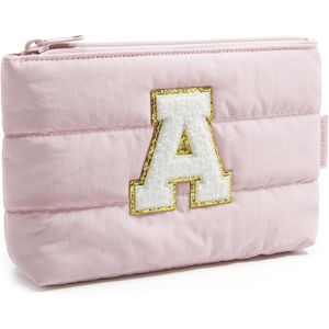 Borsa da viaggio personalizzata rosa piccola, organizer cosmetico impermeabile con iniziali per donne, adolescenti, spose - Product Image 1