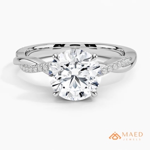 Moissanite <b>Ring</b> Round Cut <b>Silver</b> Elegant Jewelry <b>Ring</b> for Women Twisted <b>Band</b> Design Bridal Engagement Gift Fashion Jewelry Style - Product Image 1