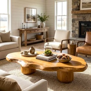 Luxali Wooden Live edge coffee <b>table</b> art sculpture solid wood center <b>table</b> handmade furniture decoration - Product Image 2