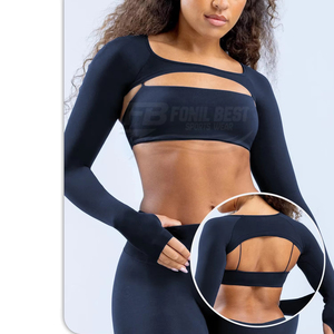 Conjunto Deportivo de 2 Piezas para Mujer, Top Corto sin Costuras, Manga Larga o Sin Mangas, Estilo Sexy y Moderno para Fitness y Running - Product Image 5