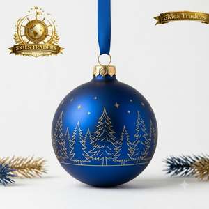 Adorno Navideño Colgante con Diseño de Estrella Dorada y Gráfico de Árbol, Color Azul Mate, Decoraciones Navideñas al por Mayor - Product Image 4
