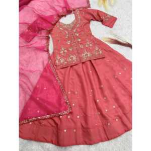 Women's Beautiful Top-Lehenga & Dupatta Set with Embroidery & <b>Sequins</b> Work - Product Image 5