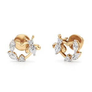 Boucles d'oreilles en forme de cœur, diamant taille marquise, or jaune, luxe, pour femme, à porter au quotidien - Product Image 1