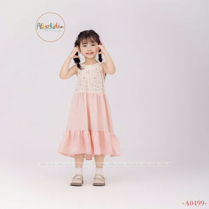 Vestido largo sin mangas estilo princesa infantil de verano para niñas, atuendo informal, cuello redondo, diseño de lazo en el pecho, ropa para niños al por mayor - Product Image 5