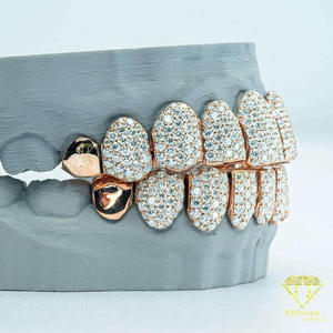 Grillz en argent sterling S925 sans bordure avec moissanite, style hip-hop, luxe, personnalisé, bijoux dentaires tendance - Product Image 3