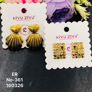 Pendientes de Acero Inoxidable Chapados en Oro con Piedra de Circonita Cúbica, Joyería de Moda Geométrica Texturizada para Mujer, Venta al por Mayor - Product Image 4