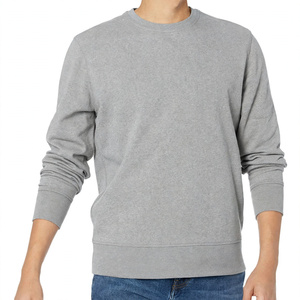 Plain <b>Grey</b> Cotton Fleece Crewneck <b>Sweatshirt</b> Long Sleeve Pullover Men Casual Winter Sportswear Custom Apparel Manufacturer - Product Image 1